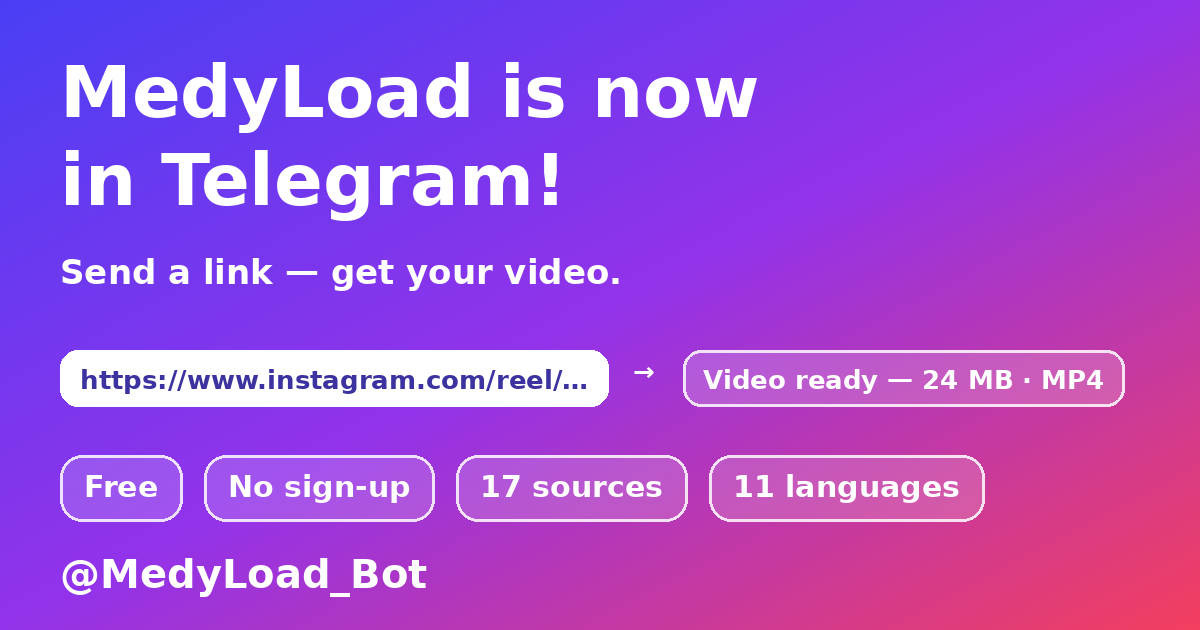 MedyLoad — Telegram boti orqali videoni yuklab olish